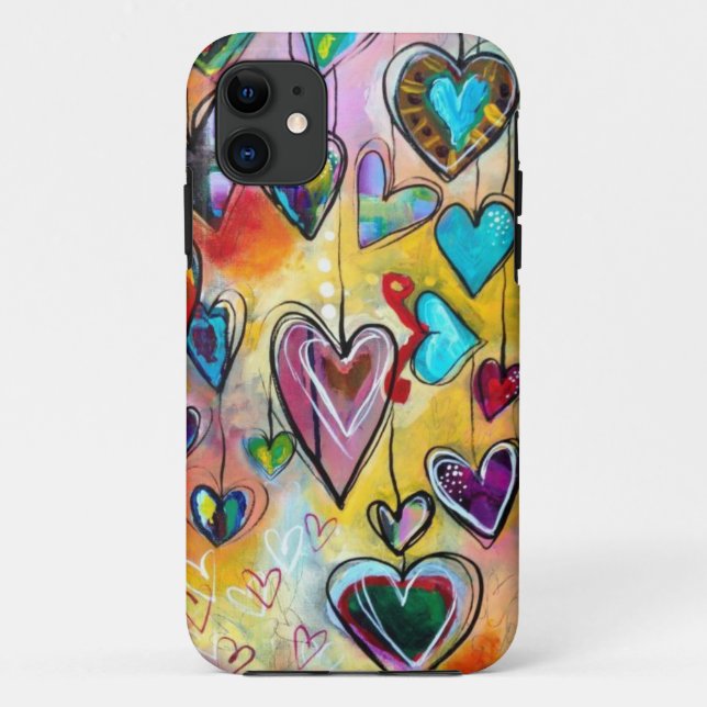capas de iphone - Corações Multicoloridos (Verso)