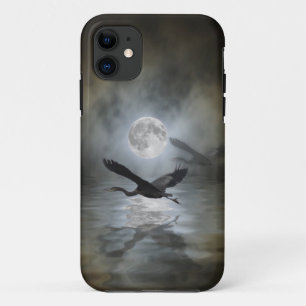 Capas de iphone da fantasia da lua da garça-real