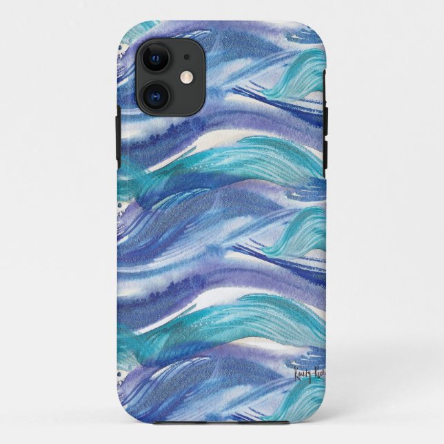 Capas de iphone das ondas de oceano da aguarela (Verso)