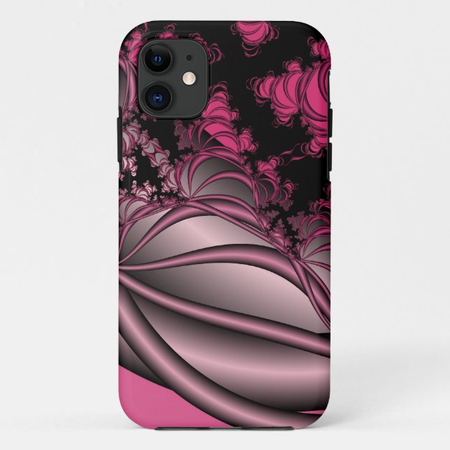 capas de iphone de arte fractal metálica rosa (Verso)