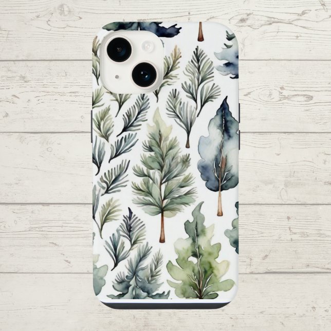 Capas de iphone de árvore de abetos prática e atra (Attractive modern watercolor fir tree iPhone case)