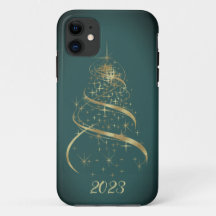 capas de iphone de árvores de Natal Douradas