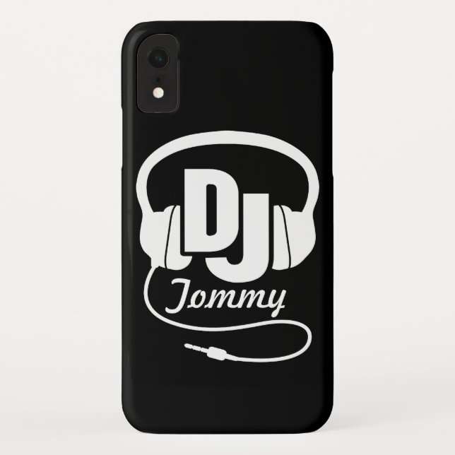 Capas de iphone de auscultadores do nome DJ preto  (Verso)