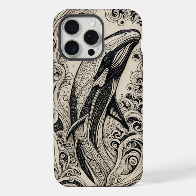 Capas de iphone de Baleia Scrimshaw por Telefone (Verso)