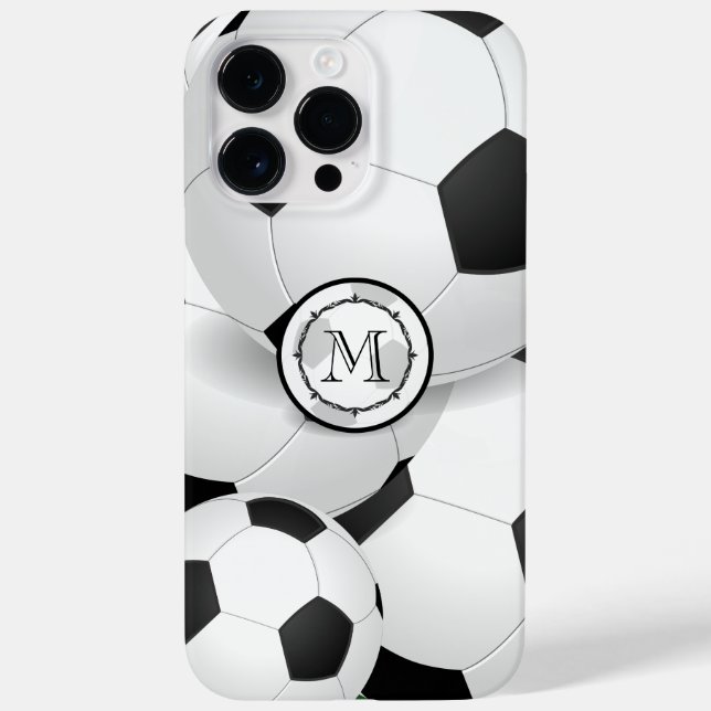 Capas de iphone de bola de futebol monograma (Verso)