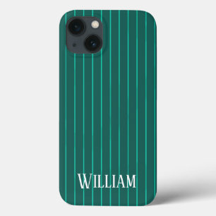 Capas de iphone de caixa de pinstripes teal