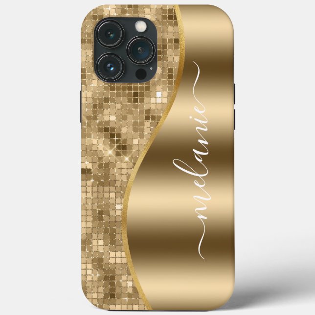 capas de iphone de caixa-mate com brilho Dourado (Verso)
