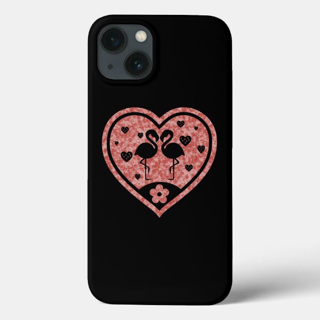 Capas de iphone de Casaco de Amor com Flamingo Tex (Verso)