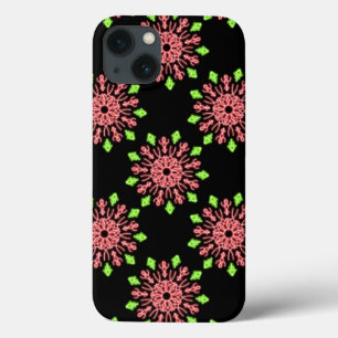 Capas de iphone de casaco de flores de néon, verme