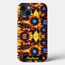 Capas de iphone de Cascata de Girassóis Luminosos