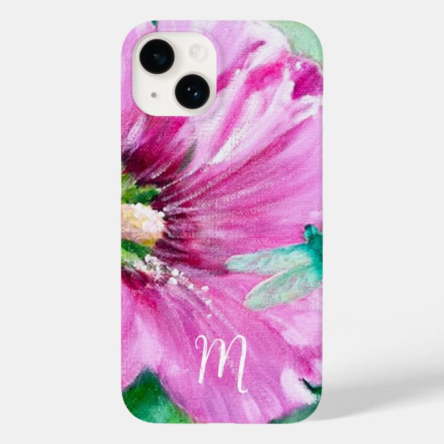 Capas de iphone de Cascata de Monograma Floral Cor (Verso)