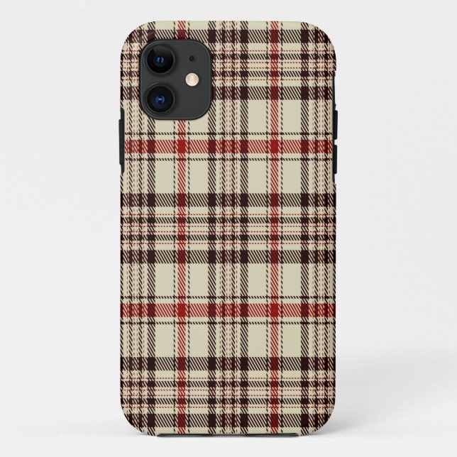 Capas de iphone de Cascata de Tartan Brown (Verso)