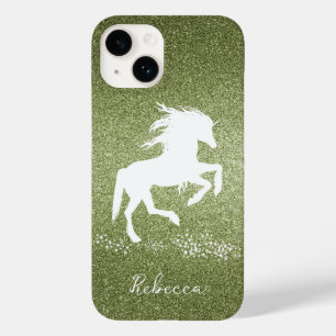 Capas de iphone de Casos de Unicórnio Verde Glitte