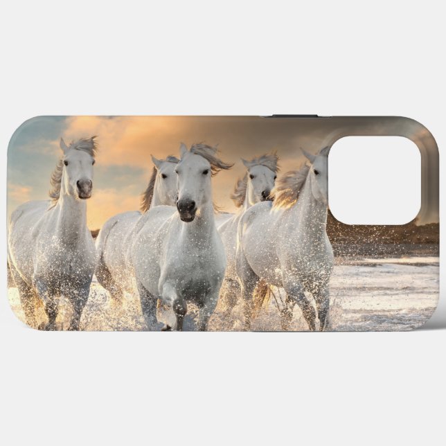 Capas de iphone de Casquilho de Cavalos Branco (Verso (horizontal))
