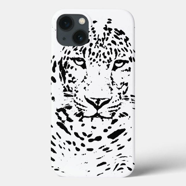 Capas de iphone de Casquilho de Leopardo Negro e B (Verso)