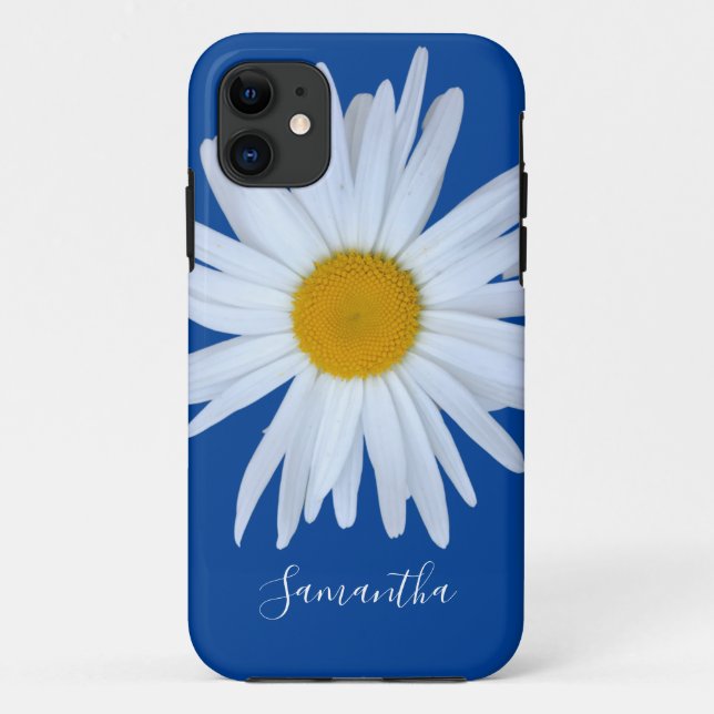 Capas de iphone de Casquilho de Script Branco Azul (Verso)