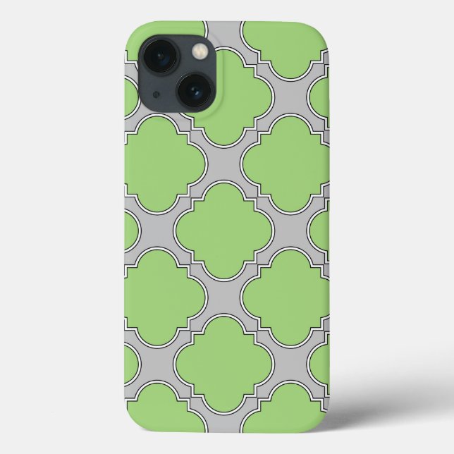 Capas de iphone de Casquilho Verde Quatrefoil (Verso)