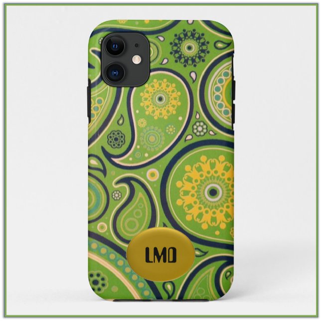 Capas de iphone de Design de Paisley Verde e Amare (Criador carregado)