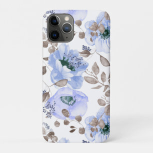 Capas de iphone de Flores de Aquarela Azul-Chic