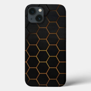 Capas de iphone de gabinete preto e Dourado do hex