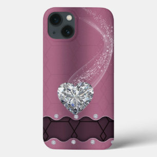 Capas de iphone de gabinete rosa e diamante