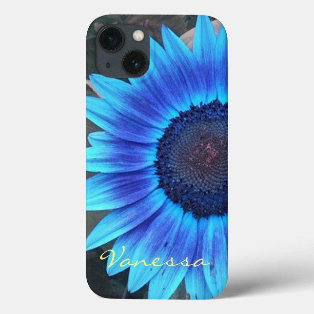 Capas de iphone de girassol azul *personalizar* (Verso)