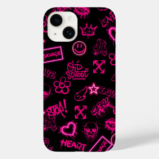 Capas de iphone de grafite rosa-neon