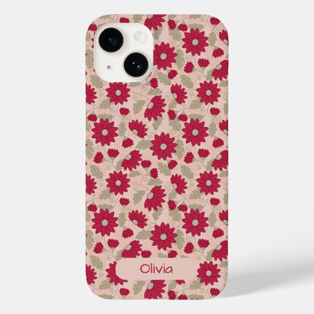 Capas de iphone de margaridas rosa personalizadas (Verso)