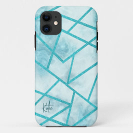 Capas de iphone de mármore geométrico azul