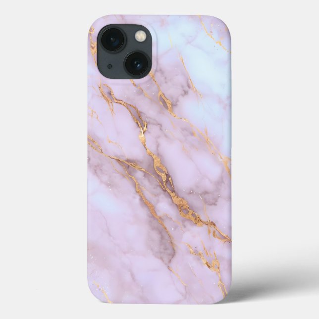Capas de iphone de mármore rosa e Dourada - Série  (Verso)