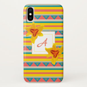 Capas de iphone de monograma das flores amarelas