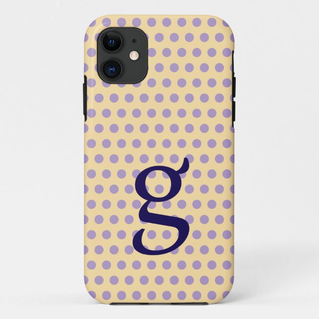 Capas de iphone de Monograma de Bolinhas Roxa (Verso)