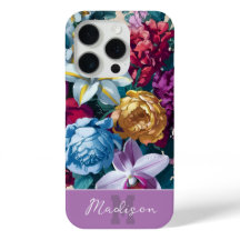 Capas de iphone de monograma floral moderno colori