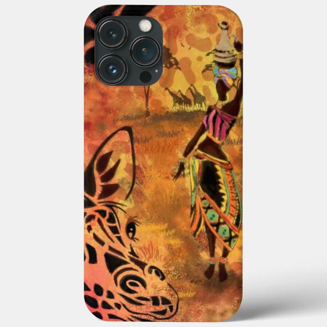 Capas de iphone de Mulher Africana e Girafa (Verso)