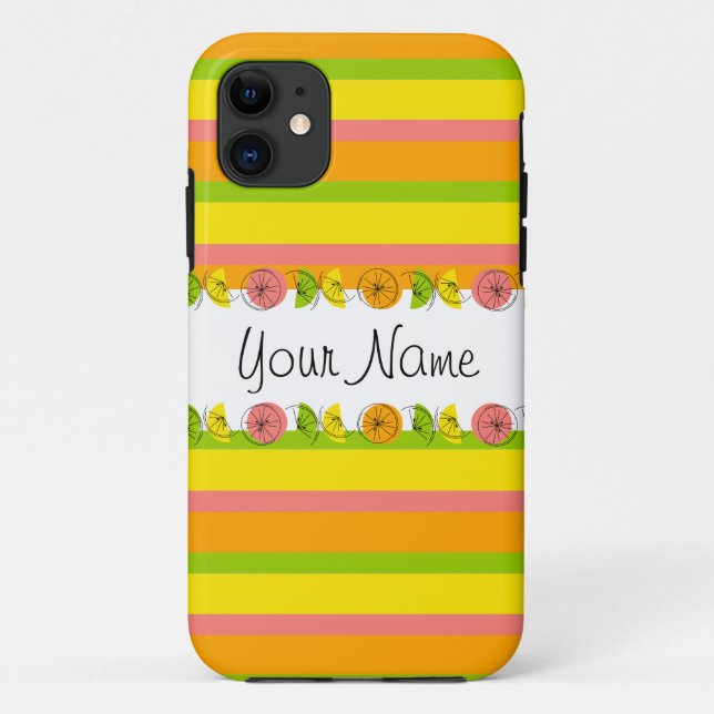 Capas de iphone de Nome Clássico de Stripe de Citr (Verso)