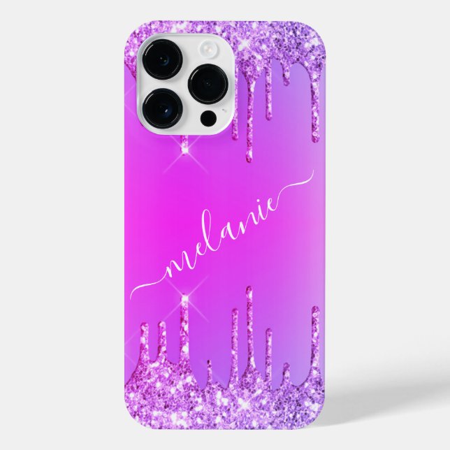 Capas de iphone de Nome Personalizado de Neon Glit (Verso)