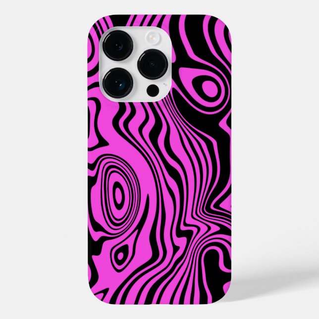 Capas de iphone de Ondas de Arte Rosa Preta - Esco (Verso)