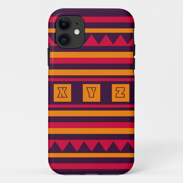 Capas de iphone de padrão Monograma Personalizado (Verso)