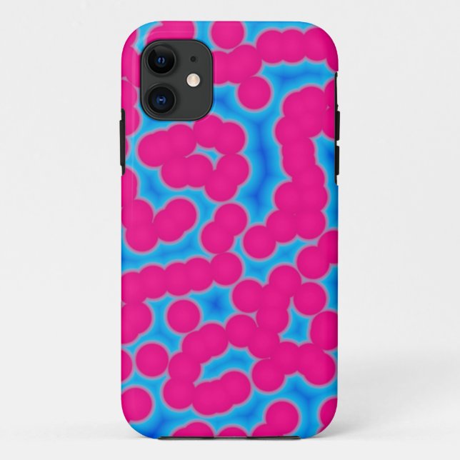 capas de iphone de pontos cor-de-rosa e azul (Verso)