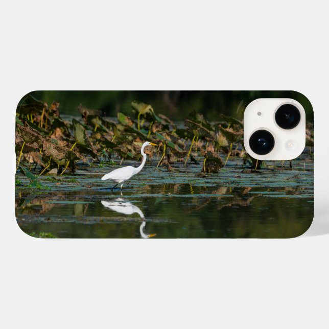 Capas de iphone de Reflexão de Egrete Branco (Verso (horizontal))