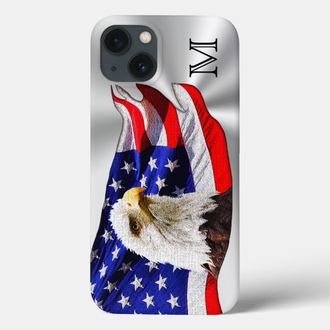 Capas de iphone de Sinalizador Americanas Monogram (Verso)