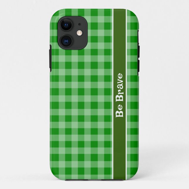 Capas de iphone de tecido Gingham Verde (Verso)