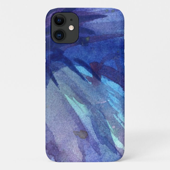 Capas de iphone de Telefone Azul de Aquarela (Verso)