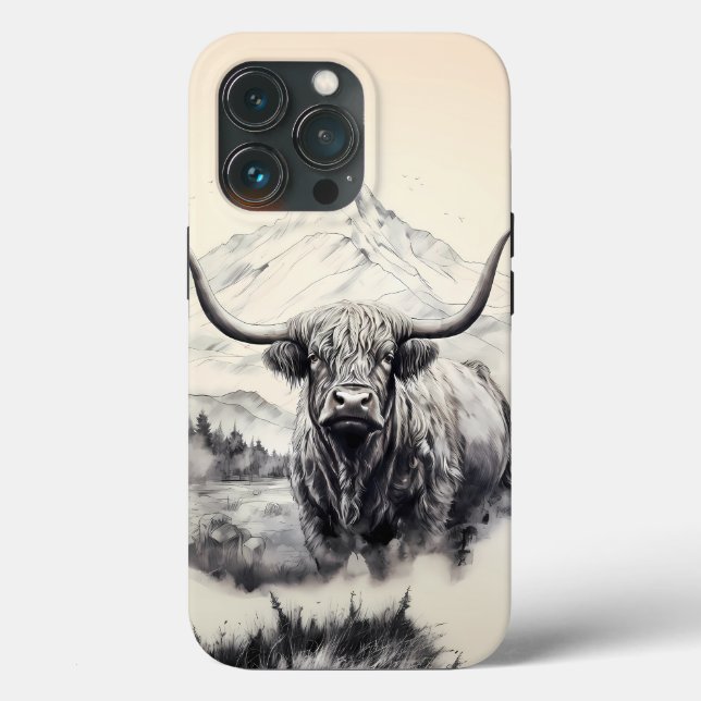 Capas de iphone de Vaca do Planalto com Montanhas  (Verso)