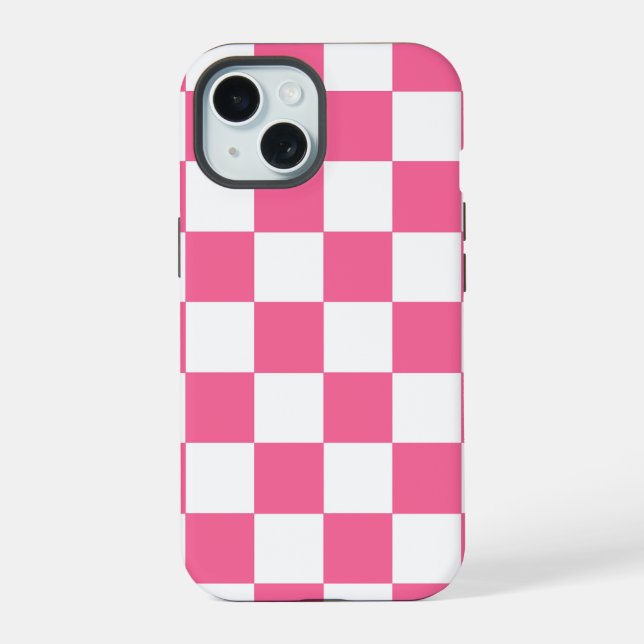 Capas de iphone de verificação branco rosa (Verso)