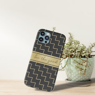 Capas de iphone de ziguezague dourada padrão