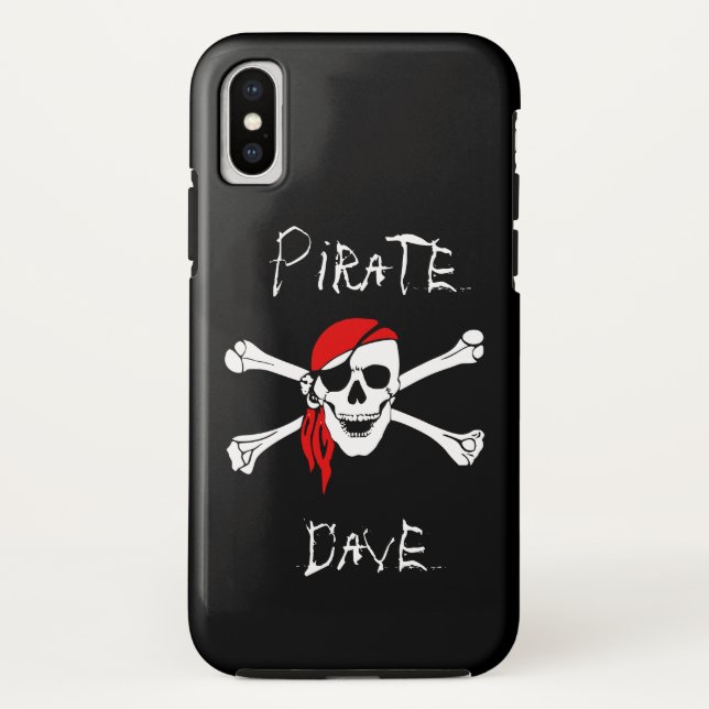 Capas de iphone do Crânio Pirata Preto e Crossbone (Verso)