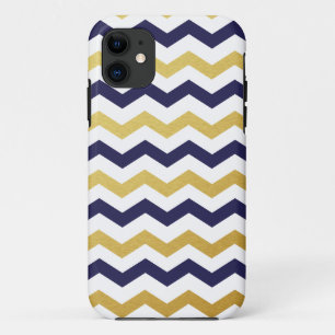 Capas de iphone do Padrão de Chevron Azul Dourado