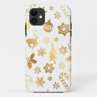 Capas de iphone Dourada de Natal Elegante
