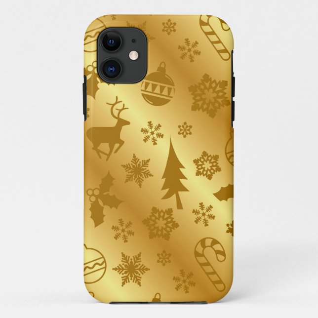 Capas de iphone Dourada de Natal Elegante (Verso)